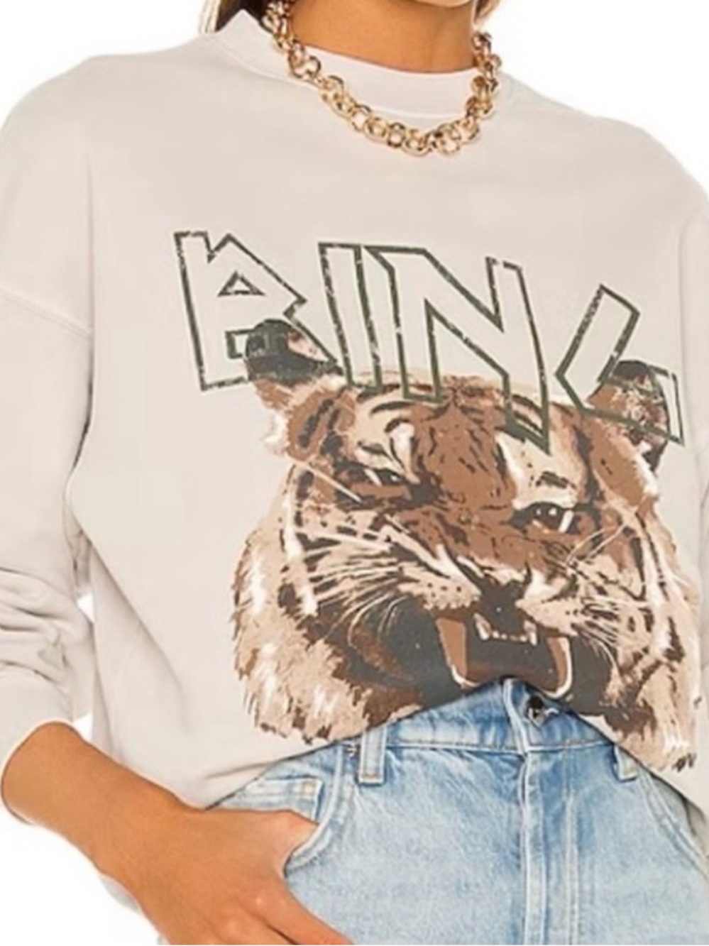 Anine Bing Muse Tiger sweatshirt size Medium in stone